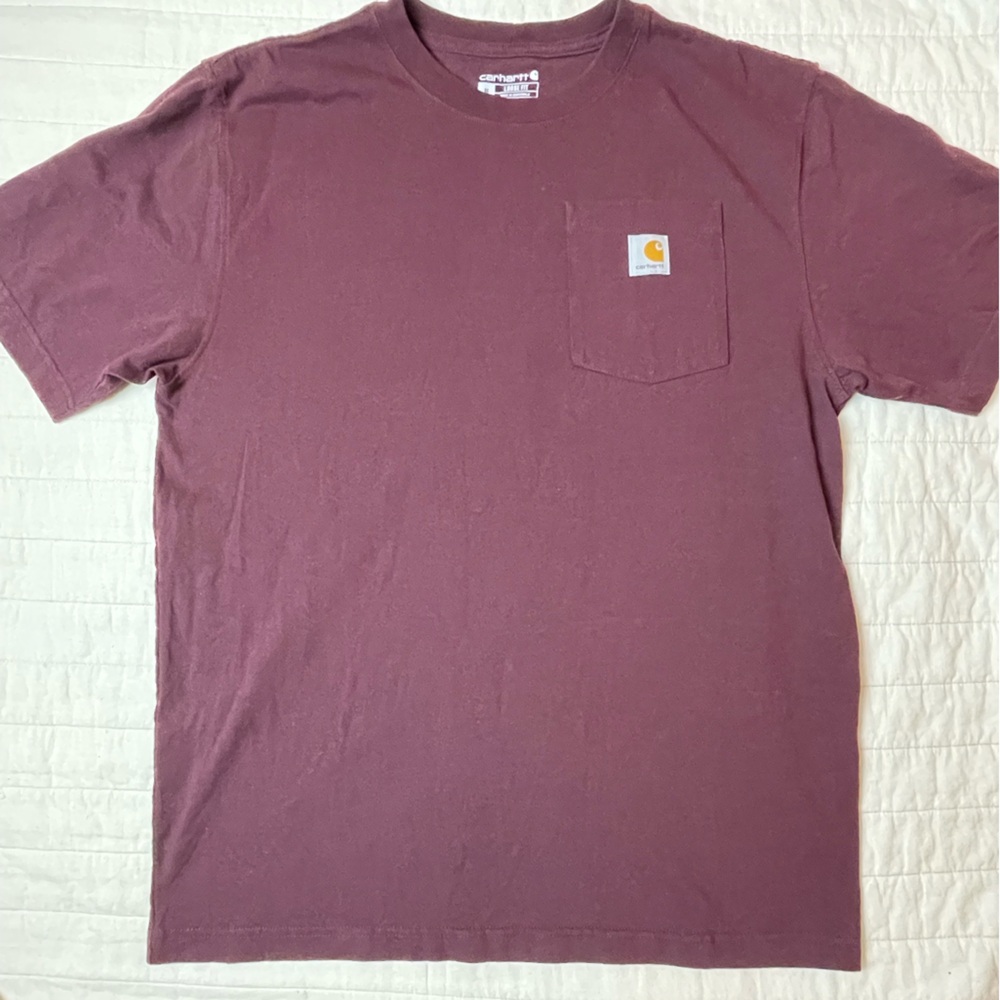 Carhartt Men's Maroon(PRT=Port) Pocket T-Shirt Medium Loose Fit